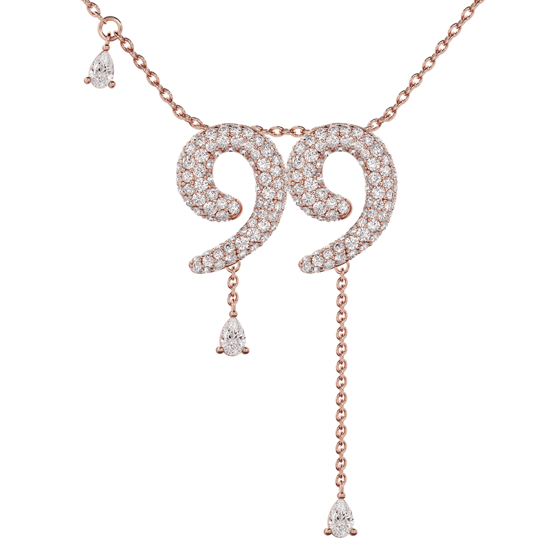 99 Pavé Diamond Numerology Necklace Rose Gold 15mm by Logan Hollowell Jewelry