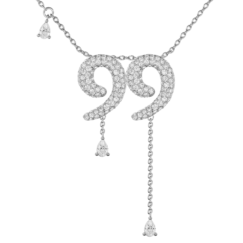 99 Pavé Diamond Numerology Necklace White Gold 15mm by Logan Hollowell Jewelry