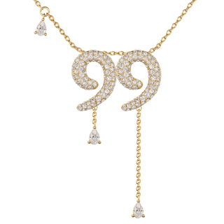 99 Pavé Diamond Numerology Necklace Yellow Gold 15mm by Logan Hollowell Jewelry