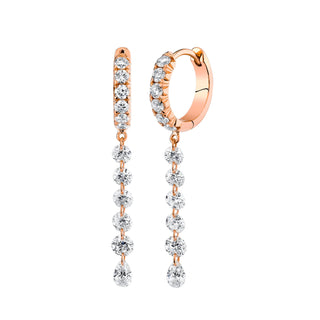 Medium Pierced Diamond Dangle Hoops Rose Gold Pair  by Logan Hollowell Jewelry