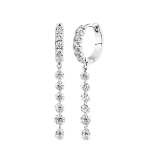 Medium Pierced Diamond Dangle Hoops White Gold Pair  by Logan Hollowell Jewelry
