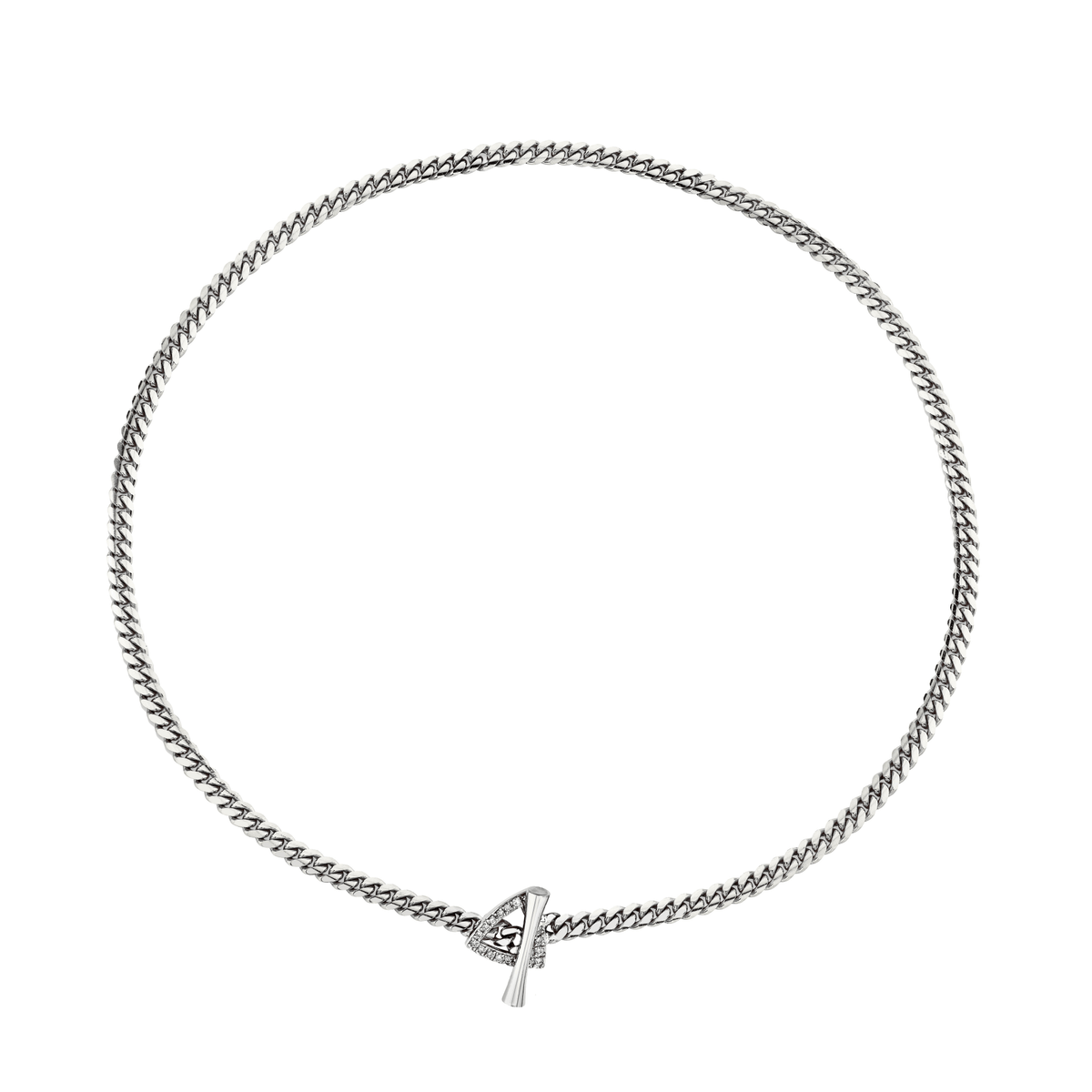 Pavé Diamond Mini Trillion Toggle Choker 13.5" White Gold  by Logan Hollowell Jewelry