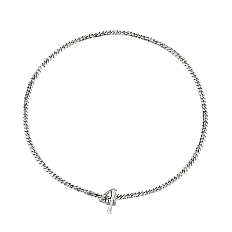 Pavé Diamond Mini Trillion Toggle Choker 13.5" White Gold  by Logan Hollowell Jewelry