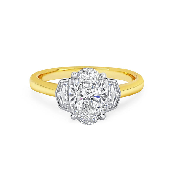 Oval Trinity With Cadillac Diamonds Setting Yellow Gold 5.5 by Logan Hollowell Jewelry