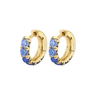 Baby Ombré Blue Sapphire French Pavé Hoop | Ready to Ship Yellow Gold Single  by Logan Hollowell Jewelry