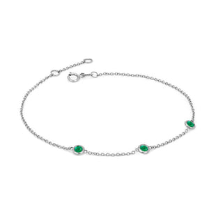 3 Emerald Orbit Bezel Bracelet | Ready to Ship White Gold   by Logan Hollowell Jewelry