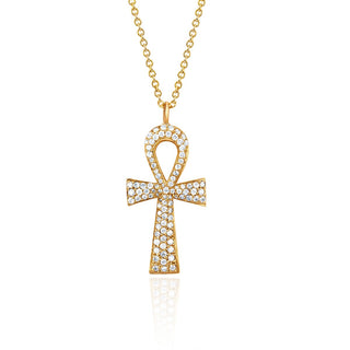 Eternal Ankh Full Pavé Necklace | Ready to Ship 20" Yellow Gold  by Logan Hollowell Jewelry