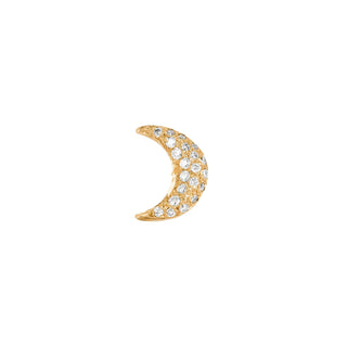 Micro Pavé Diamond Crescent Stud | Ready to Ship Yellow Gold Single Earring  by Logan Hollowell Jewelry
