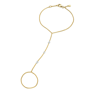 Eau de Rose Cut 3 Diamond Hand Chain Yellow Gold   by Logan Hollowell Jewelry