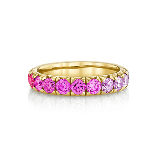Pink Sapphire Ombré French Pavé Band | Ready to Ship Yellow Gold 5.5  by Logan Hollowell Jewelry