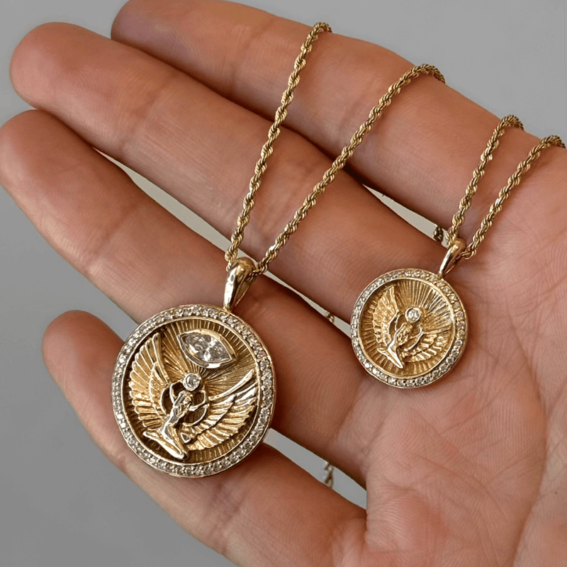 Isis Diamond Pavé Halo Coin Pendant | Ready to Ship by Logan Hollowell Jewelry