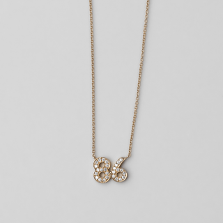 Pave Diamond 86 Necklace | Ready to Ship Yellow Gold   by Logan Hollowell Jewelry