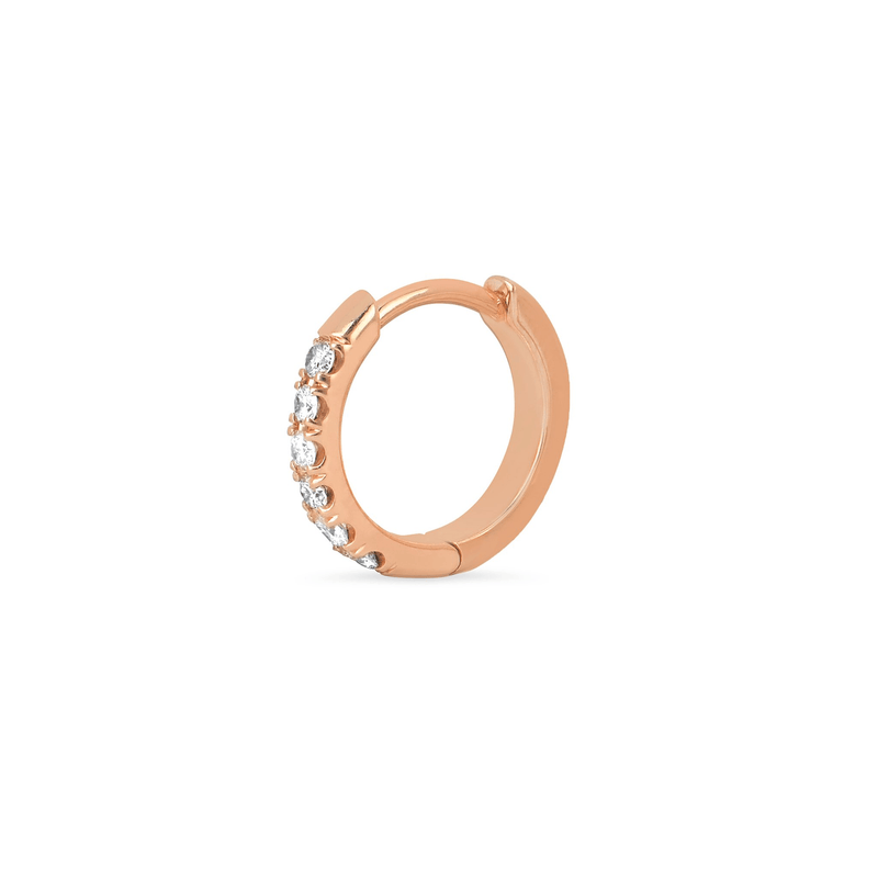 Diamond Goddess Hoops Rose Gold Single  by Logan Hollowell Jewelry