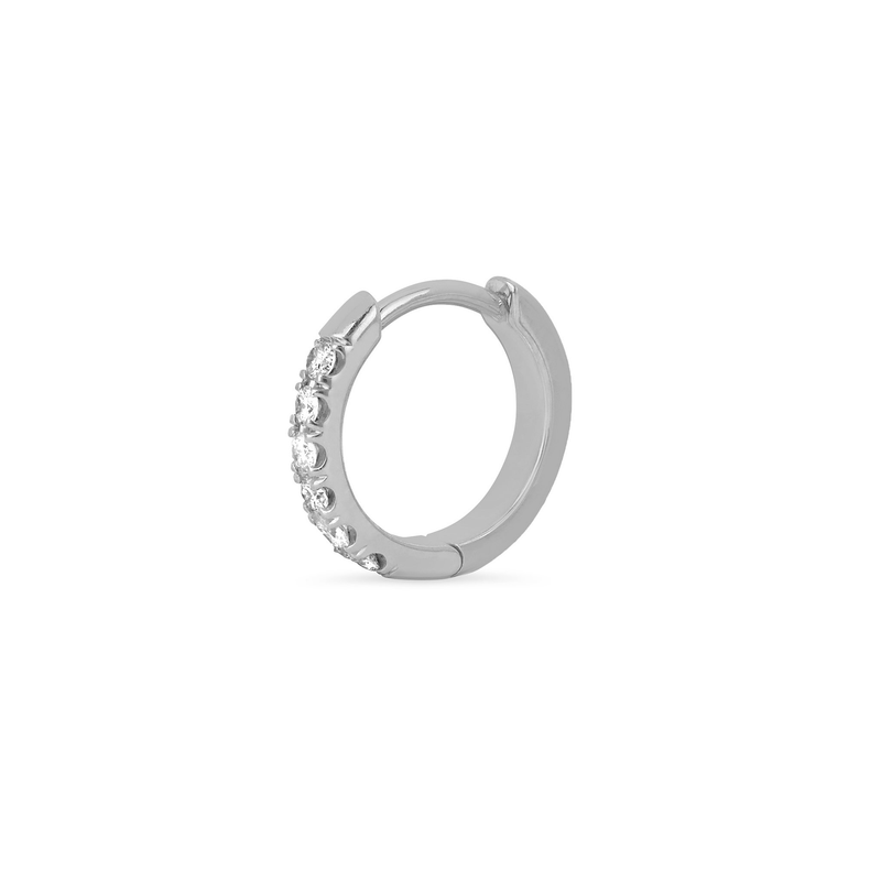 Diamond Goddess Hoops White Gold Single  by Logan Hollowell Jewelry