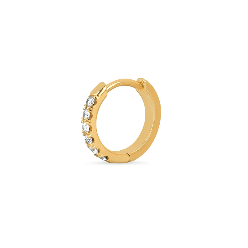 Diamond Goddess Hoops Yellow Gold Single  by Logan Hollowell Jewelry