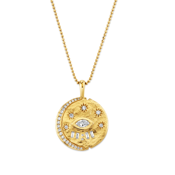 Angel Eye 11:11 Alchemy Coin Pendant | Ready to Ship Yellow Gold 18" by Logan Hollowell Jewelry