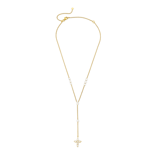 Small Eau de Rose Cut Faith Lariat Yellow Gold   by Logan Hollowell Jewelry