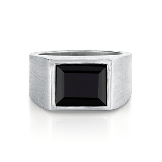 Men's Onyx Signet Ring Silver 8  by Logan Hollowell Jewelry