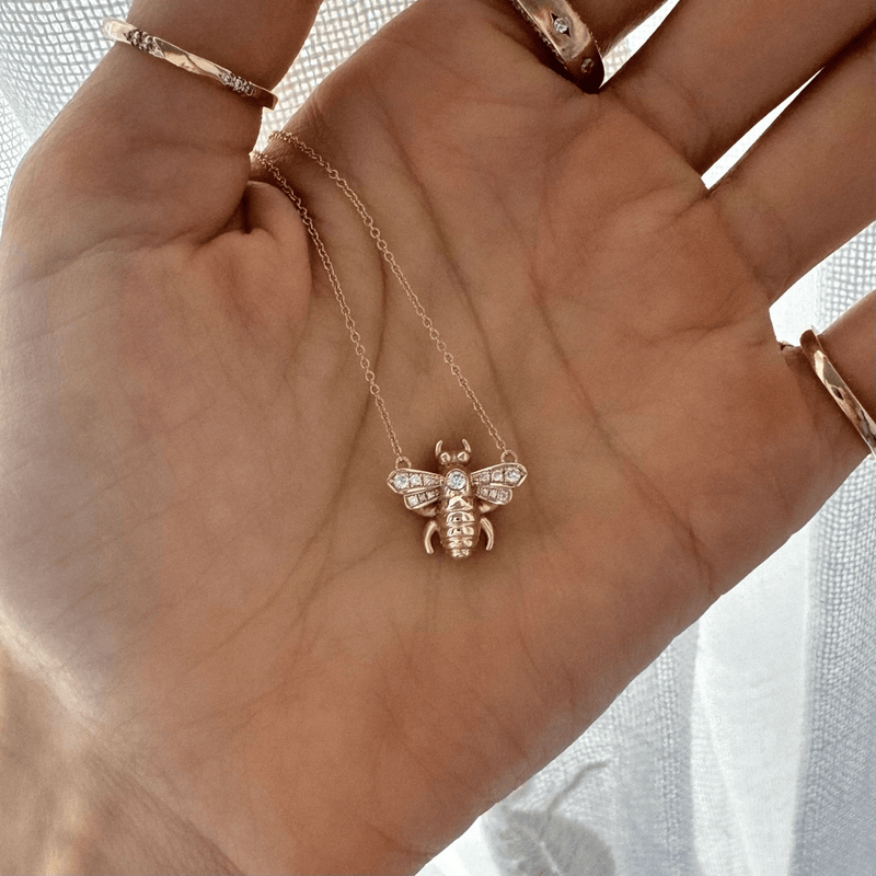 Diamond Honey Bee Necklace | Ready to Ship by Logan Hollowell Jewelry