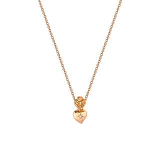 Burning Heart Star Set Diamond Necklace Rose Gold   by Logan Hollowell Jewelry