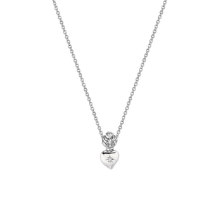 Burning Heart Star Set Diamond Necklace White Gold   by Logan Hollowell Jewelry