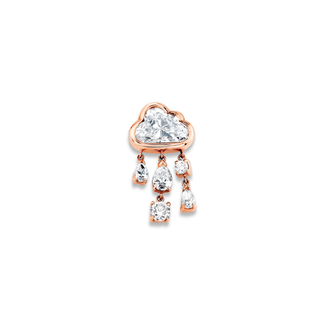 Baby Diamond Rain Cloud Earrings Rose Gold Single Left  by Logan Hollowell Jewelry