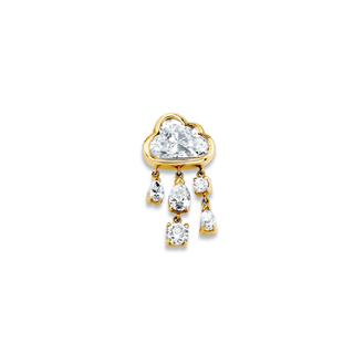 Baby Diamond Rain Cloud Earrings Yellow Gold Single Left  by Logan Hollowell Jewelry