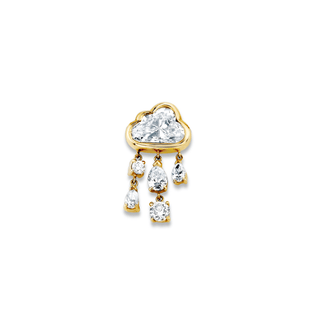 Baby Diamond Rain Cloud Earrings Yellow Gold Single Right  by Logan Hollowell Jewelry