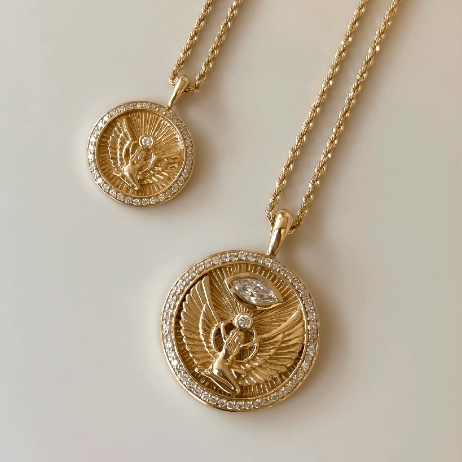 Mini Lady Isis Diamond Pavé Halo Coin Pendant | Ready to Ship by Logan Hollowell Jewelry