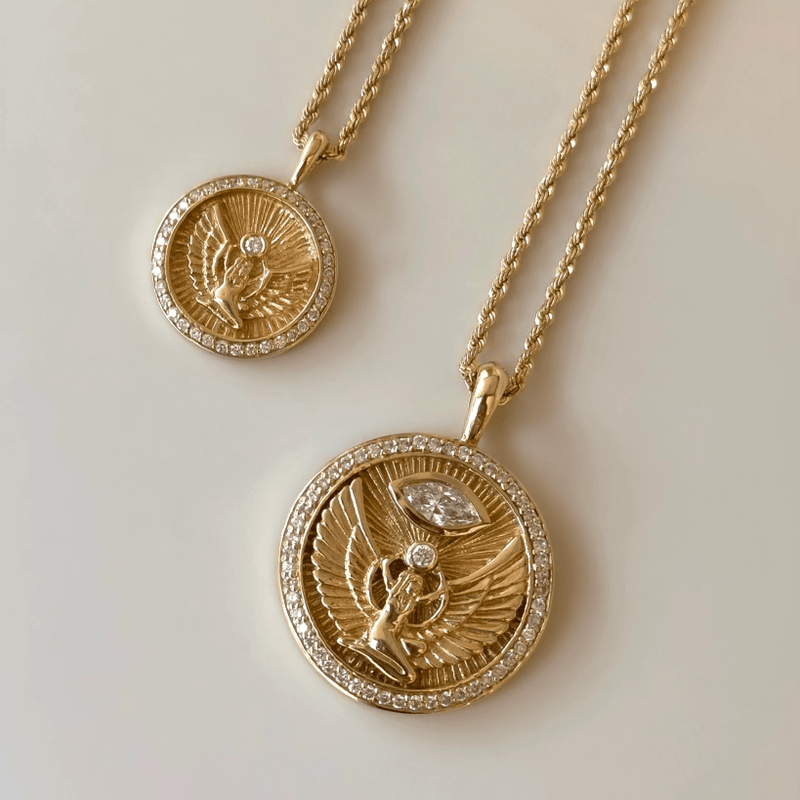 Mini Lady Isis Diamond Pavé Halo Coin Pendant | Ready to Ship by Logan Hollowell Jewelry