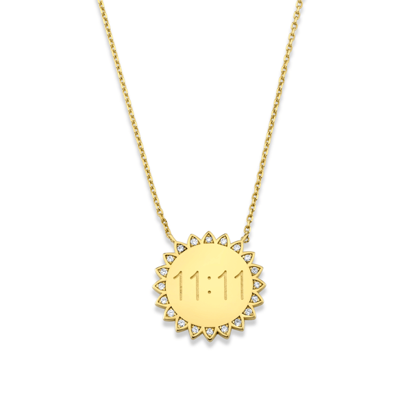Medium 11:11 Sunshine Necklace with Diamonds | Ready to Ship Yellow Gold 16"-18" by Logan Hollowell Jewelry