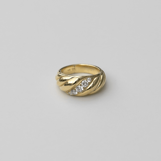 Nautilus Ring with Single Row Diamonds | Ready to Ship Yellow Gold 2.5  by Logan Hollowell Jewelry
