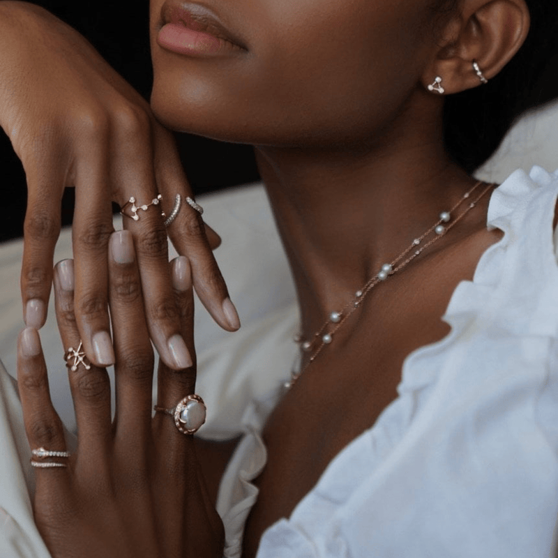 Queen Diamond Lunar Pearl Ring by Logan Hollowell Jewelry