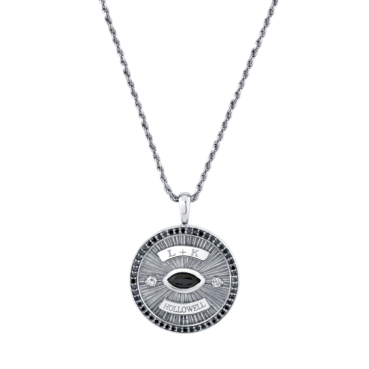 Men’s Eye of Protection Coin Pendant | Ready to Ship White Gold 18" by Logan Hollowell Jewelry