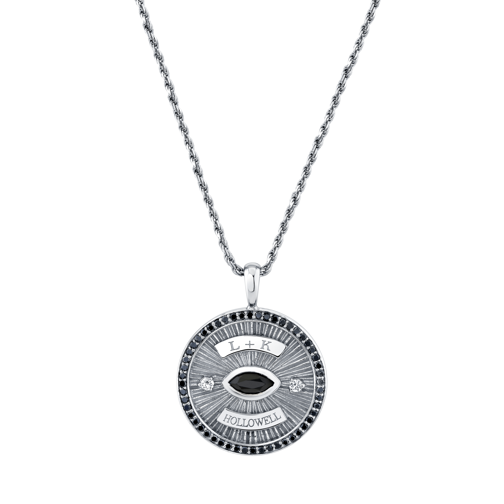 Men’s Eye of Protection Coin Pendant | Ready to Ship White Gold 18" by Logan Hollowell Jewelry