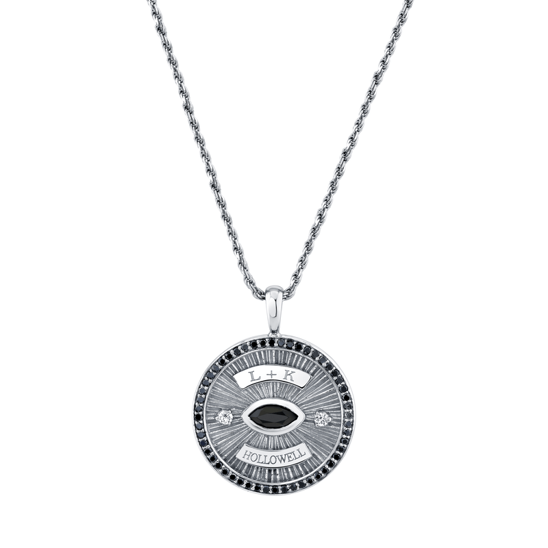 Men’s Eye of Protection Coin Pendant | Ready to Ship White Gold 18" by Logan Hollowell Jewelry