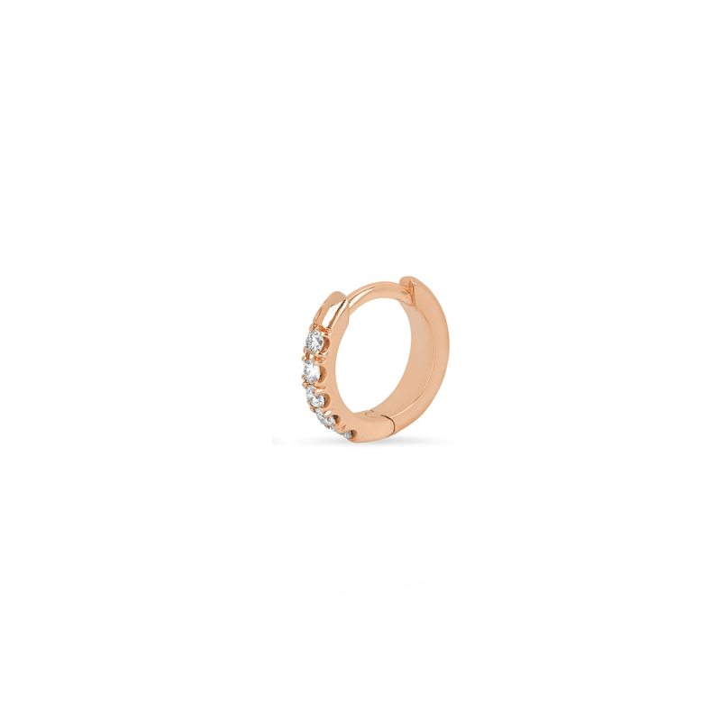 Diamond Mini Goddess Hoops Rose Gold Single  by Logan Hollowell Jewelry