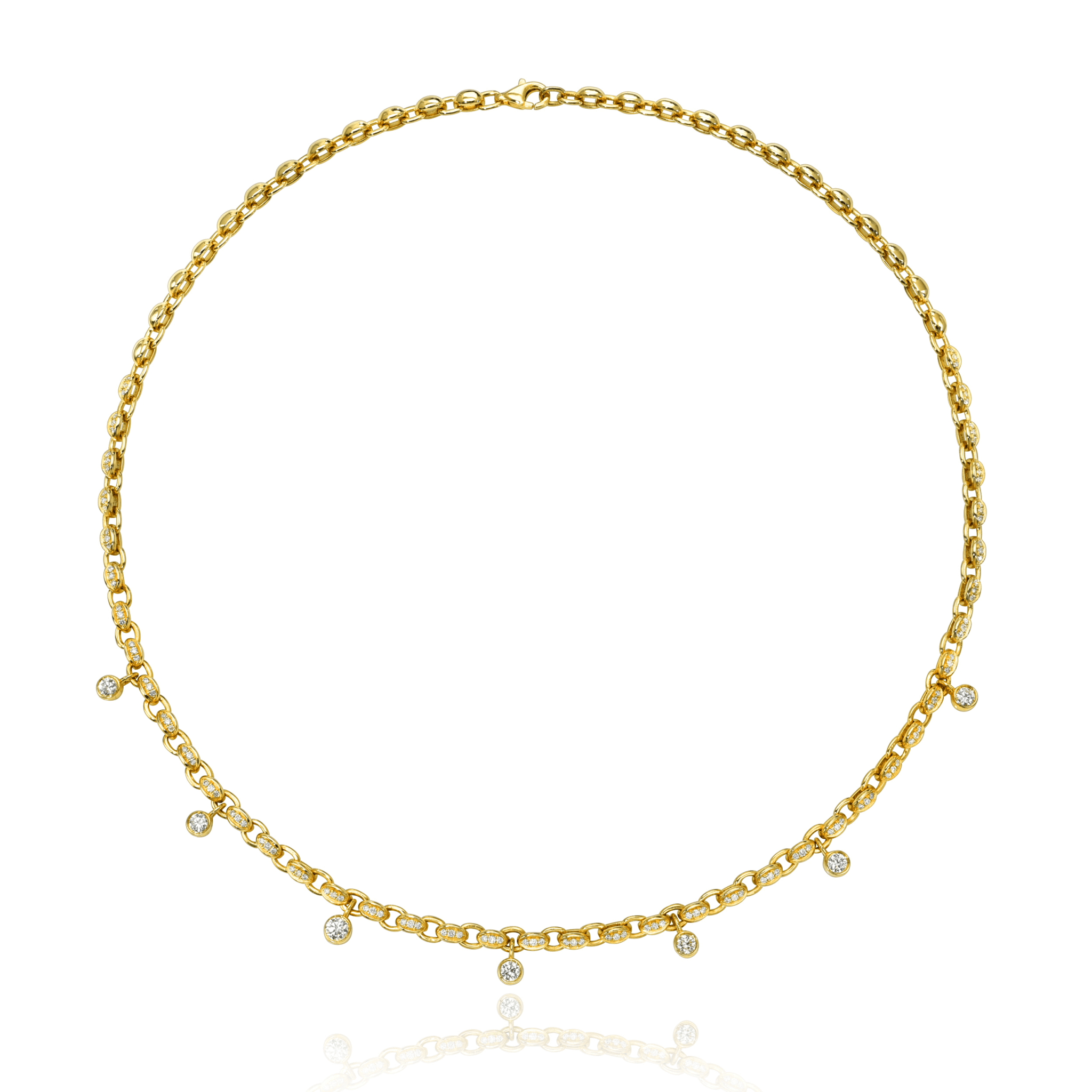 Baby Diamond Chain Gypsy Roma Choker | Ready to Ship Yellow Gold 15" by Logan Hollowell Jewelry