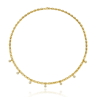 Baby Diamond Chain Gypsy Roma Choker | Ready to Ship Yellow Gold 14" by Logan Hollowell Jewelry