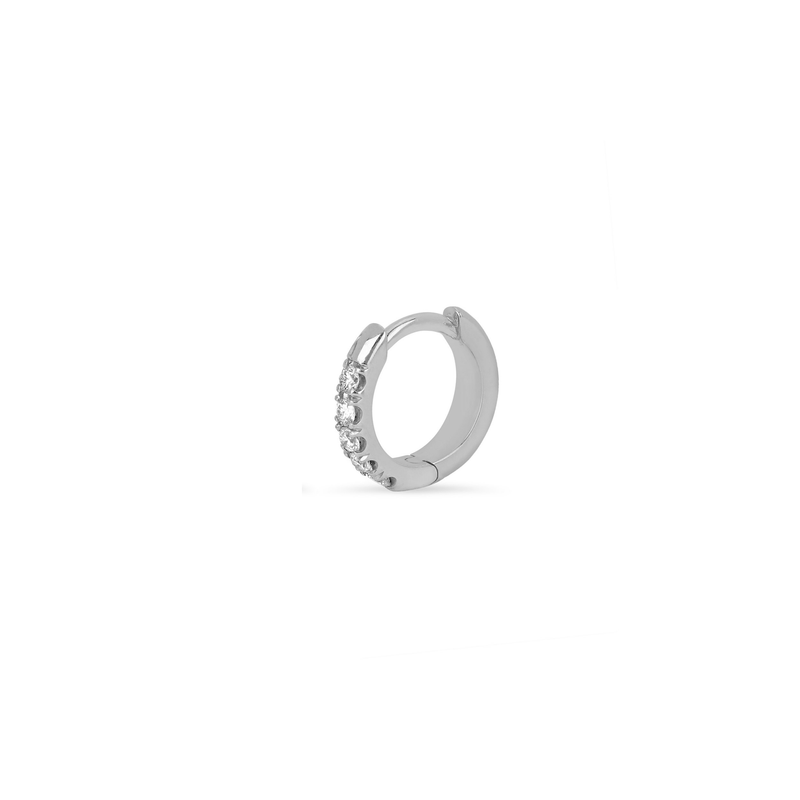 Diamond Mini Goddess Hoops White Gold Single  by Logan Hollowell Jewelry