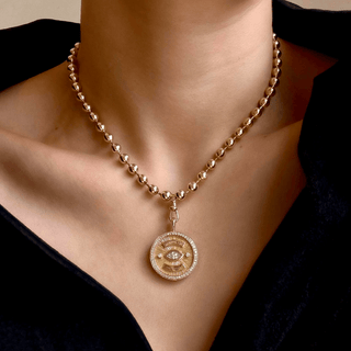 Orb Charm Chain Yellow Gold 16"  by Logan Hollowell Jewelry