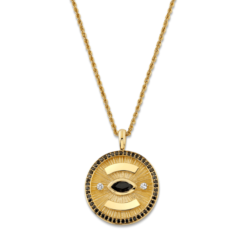 Men’s Eye of Protection Coin Pendant | Ready to Ship Yellow Gold 24" by Logan Hollowell Jewelry