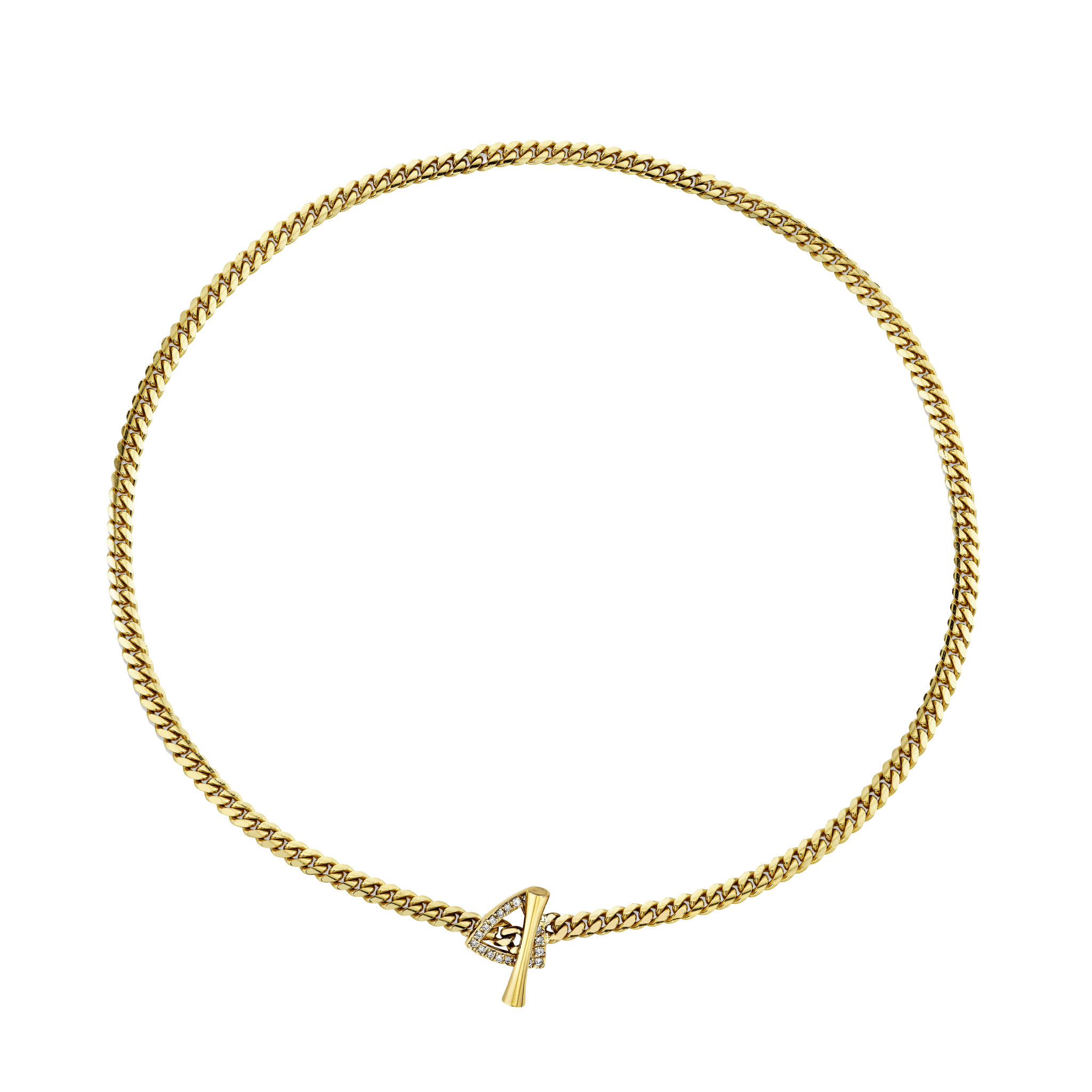 Pavé Diamond Mini Trillion Toggle Choker 13.5" Yellow Gold  by Logan Hollowell Jewelry