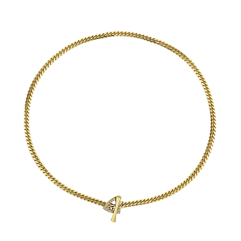 Pavé Diamond Mini Trillion Toggle Choker 13.5" Yellow Gold  by Logan Hollowell Jewelry