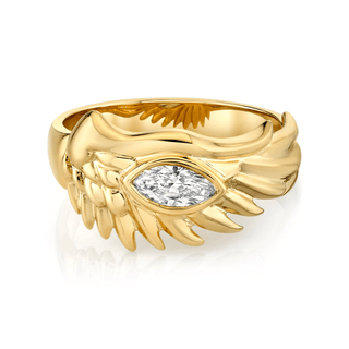 Angel Eye Wing Ring 2 Yellow Gold Lab-Created by Logan Hollowell Jewelry