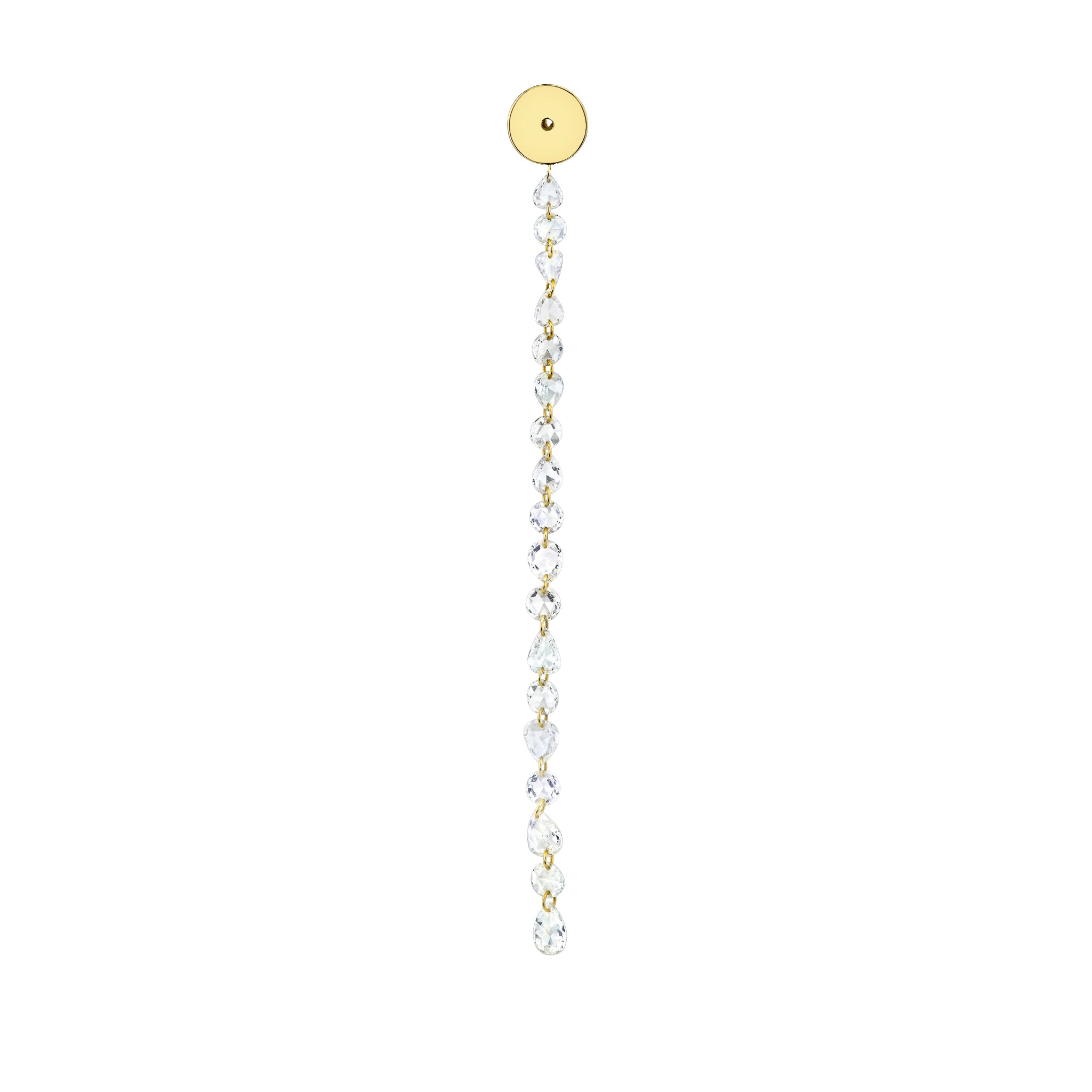 Eau de Rose Cut Diamond Iris Double Drop Earrings - Backs Yellow Gold Single by Logan Hollowell Jewelry