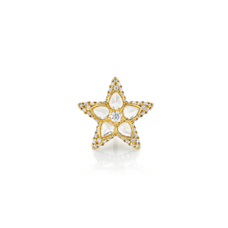 Eau de Rose Cut Diamond Star Studs Yellow Gold Single  by Logan Hollowell Jewelry