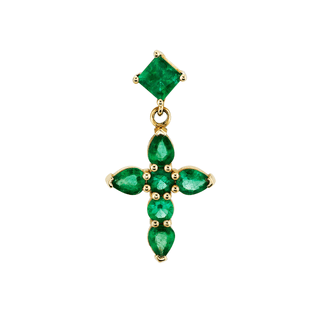 Small Emerald Drop Faith Stud | Ready to Ship Yellow Gold Single  by Logan Hollowell Jewelry