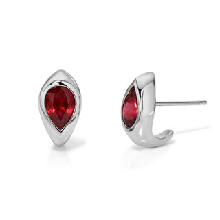 Ruby Reverse Pear Stuggies White Gold Pair by Logan Hollowell Jewelry