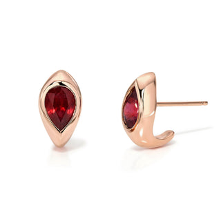 Ruby Reverse Pear Stuggies Rose Gold Pair by Logan Hollowell Jewelry